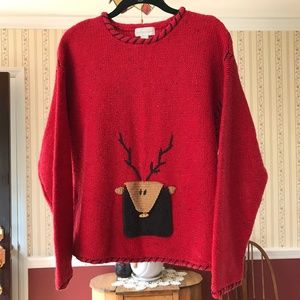 Oh so cute Ugly Sweater Functional Reindeer Pocket